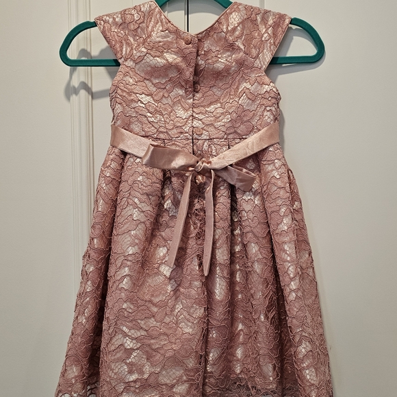 Girls Rose Pink Lace Dress - Picture 2 of 2